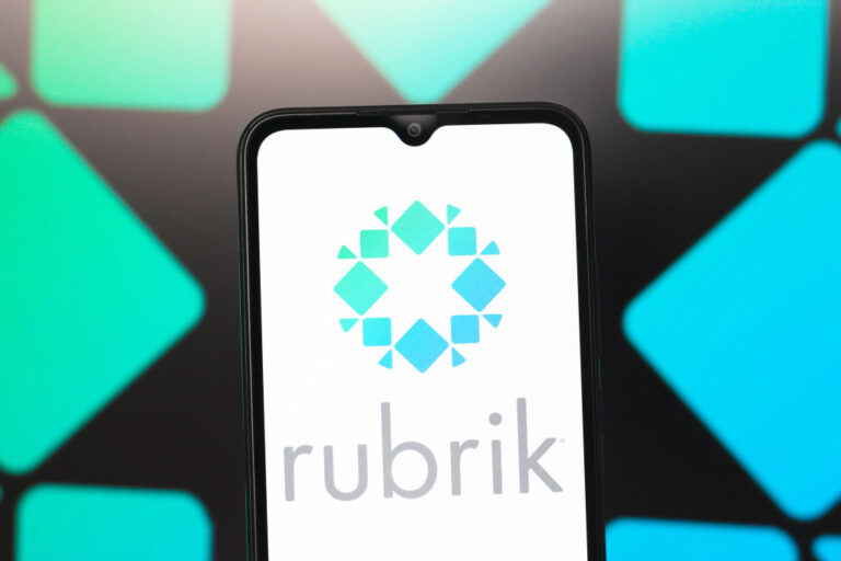 In this photo illustration, the Rubrik logo is seen